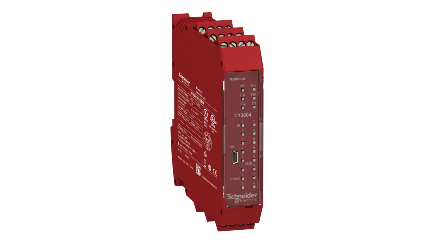 Controller di sicurezza Schneider Electric XPSMCMC10804, 8 ingressi, alimentazione 24 V c.c., compatibile con moduli di espansione.