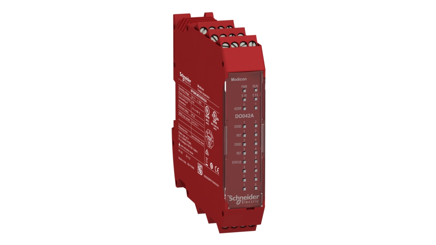 Modulo di espansione PLC Schneider Electric XPSMCMDO00042A per automazione della sicurezza, 4 canali OSSD, alimentazione 24 V.