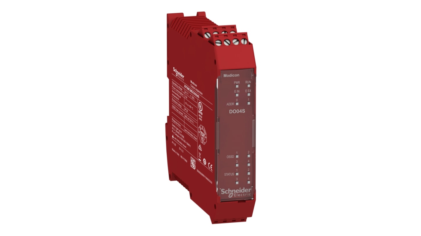 Modulo di espansione PLC Schneider Electric XPSMCMDO0004S per automazione della sicurezza, 4 OSSD, IP20, 24 V.