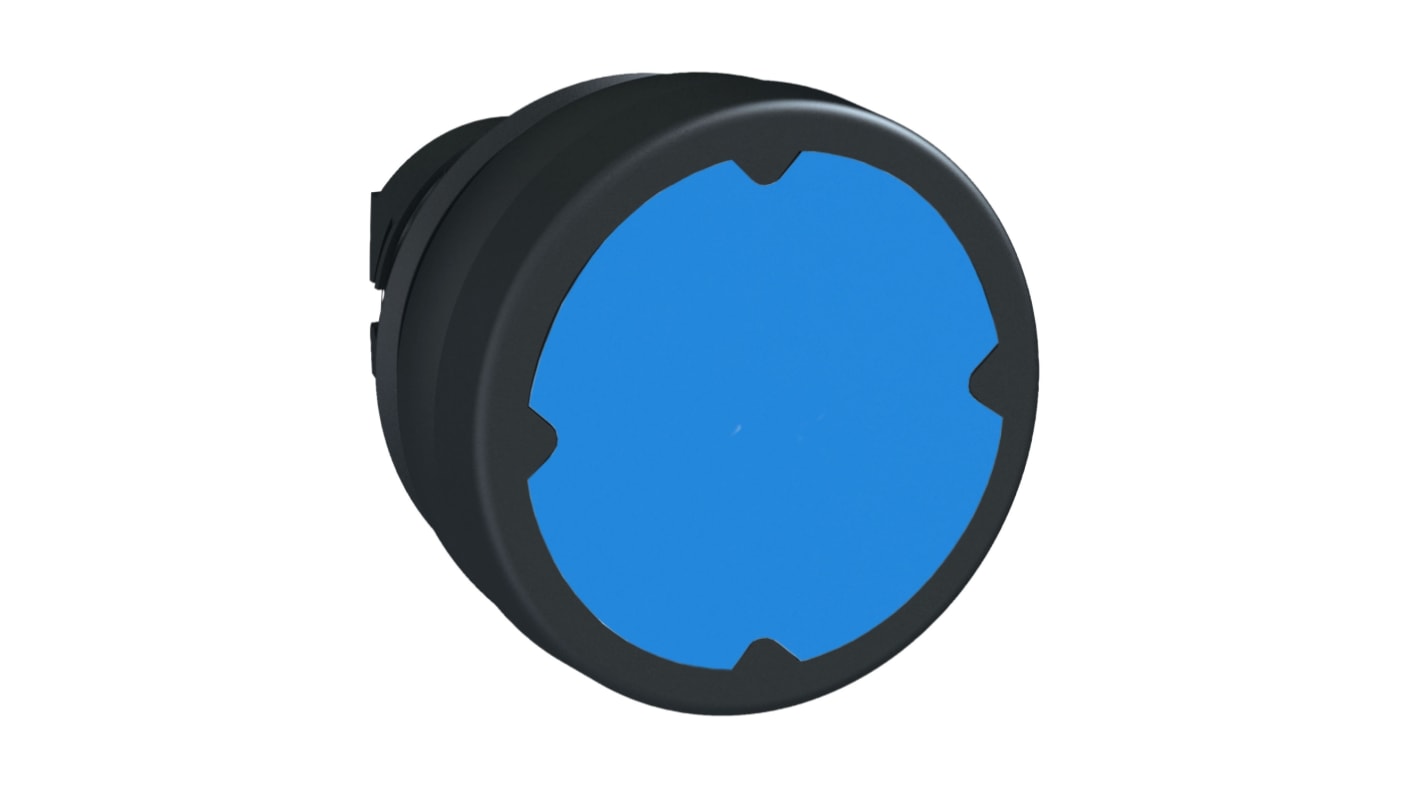 Testa a pulsante blu Schneider Electric ZB5AC680, rotonda, IP66/IP67/IP69K, per controllo macchine, diametro 22 mm.