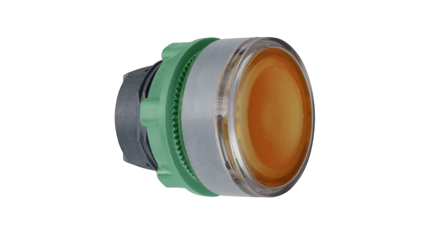 Attuatore pulsante Push Push Schneider Electric, testa rotonda rossa illuminata, cornice grigia, diametro foro 22 mm, grado di protezione IP66.