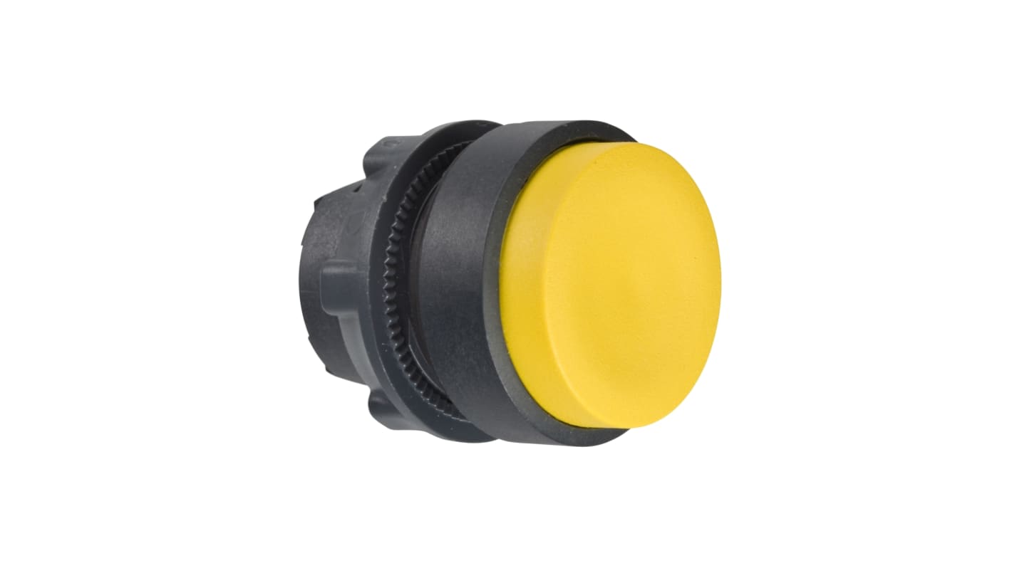 Attuatore pulsante Schneider Electric ZB5AL5, forma rotonda, testa gialla, protezione IP66/IP67/IP69K, diametro foro 22mm.