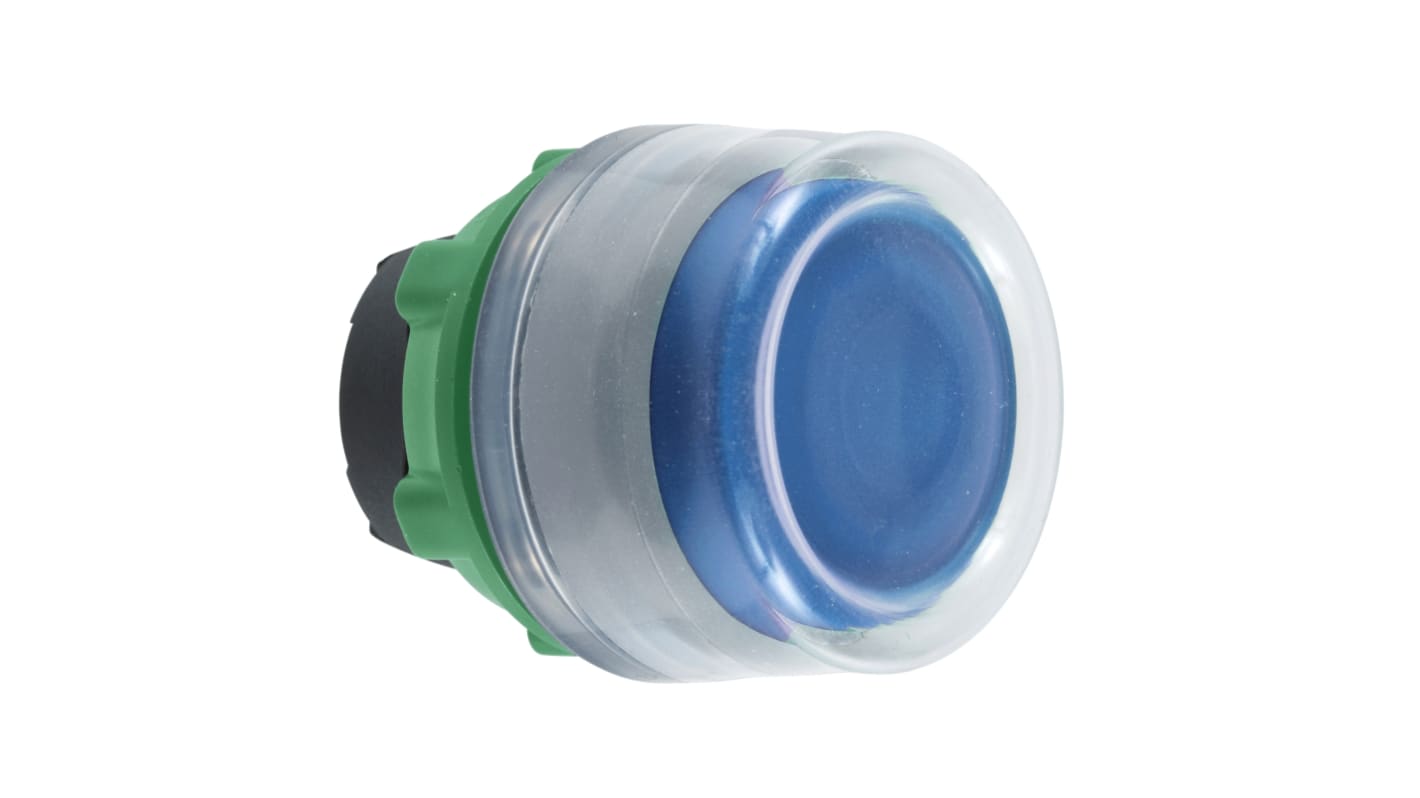 Attuatore pulsante Schneider Electric, serie Harmony XB5, blu, diametro 22mm, ritorno a molla, illuminato, IP66/IP67.