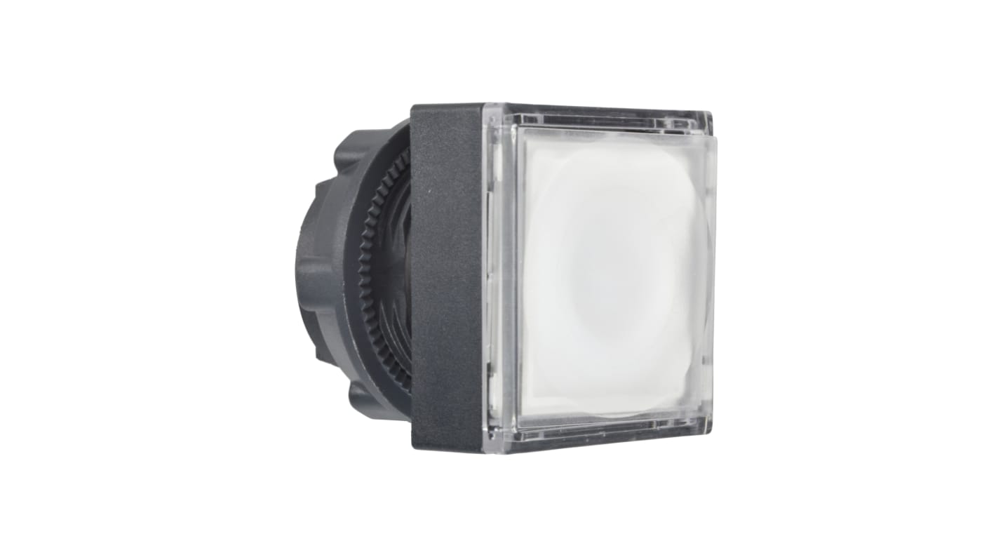 Attuatore pulsante rotondo bianco Schneider Electric ZB5CH313, illuminato, IP66, per installazione facile in ambienti industriali.