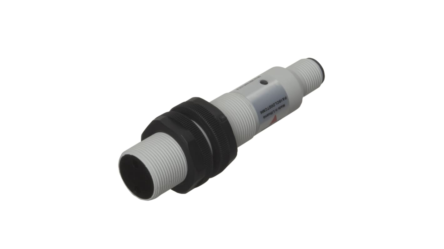 Sensore fotoelettrico cilindrico Carlo Gavazzi PA18CLD01TCM6, rilevamento 0-100 mm, connettore M12, grado di protezione IP67.