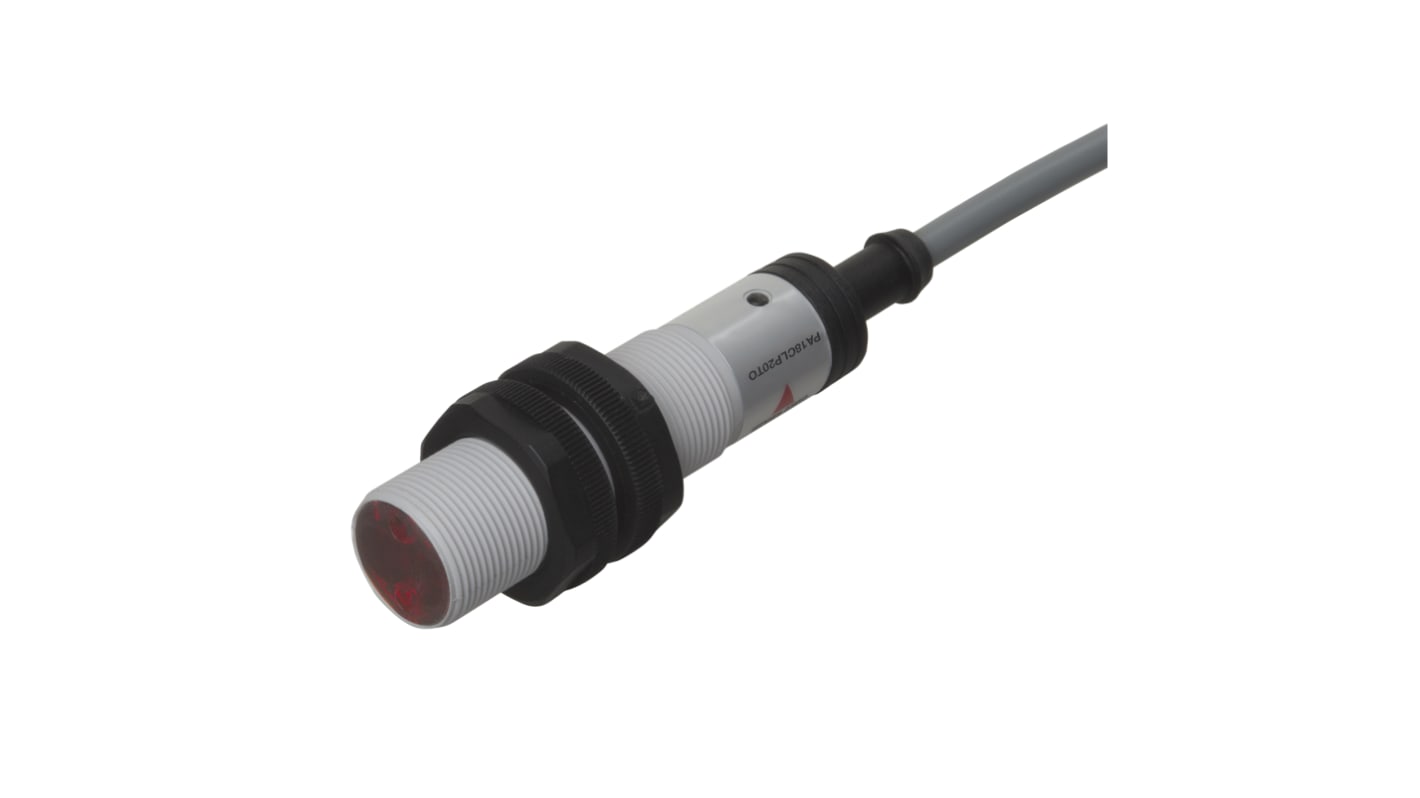 Sensore fotoelettrico cilindrico Carlo Gavazzi PA18CRT16M1, rilevamento fino a 16000 mm, uscita NPN, grado di protezione IP67/IP69K.