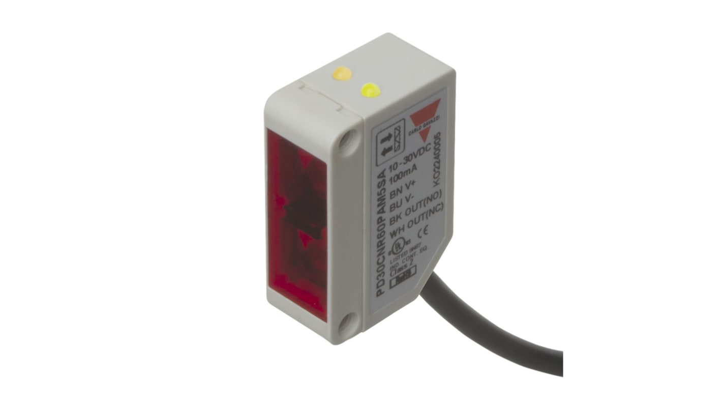 Carlo Gavazzi PD30CNT15, sensore fotoelettrico rettangolare a fascio passante, rilevamento fino a 15000 mm, dimensioni 10 x 30 x 20 mm.