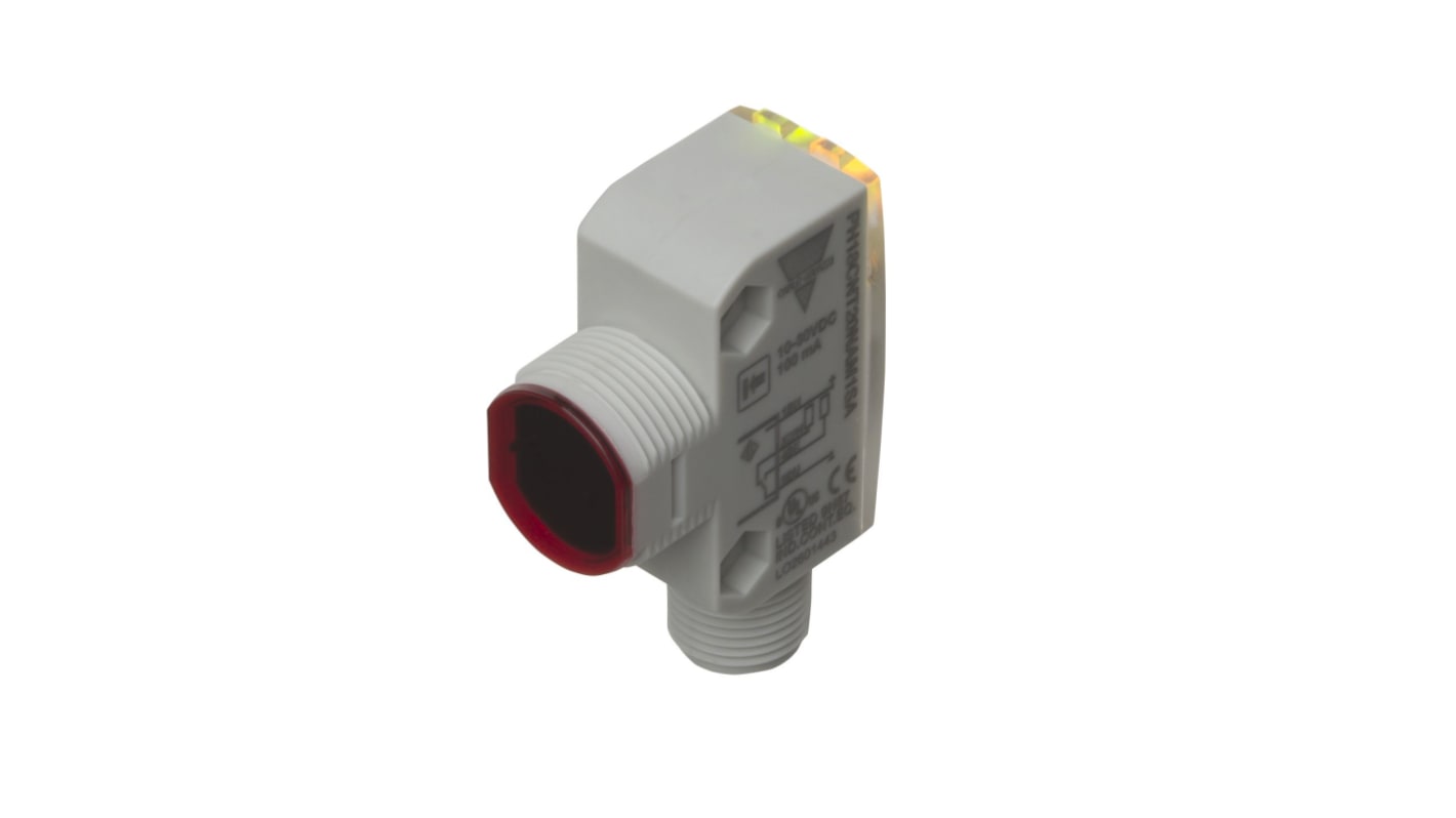 Carlo Gavazzi PH18CND10NAM1SA, sensore fotoelettrico miniaturizzato a riflessione diffusa, rilevamento fino a 1000 mm, connettore M12, IP67/IP69K.