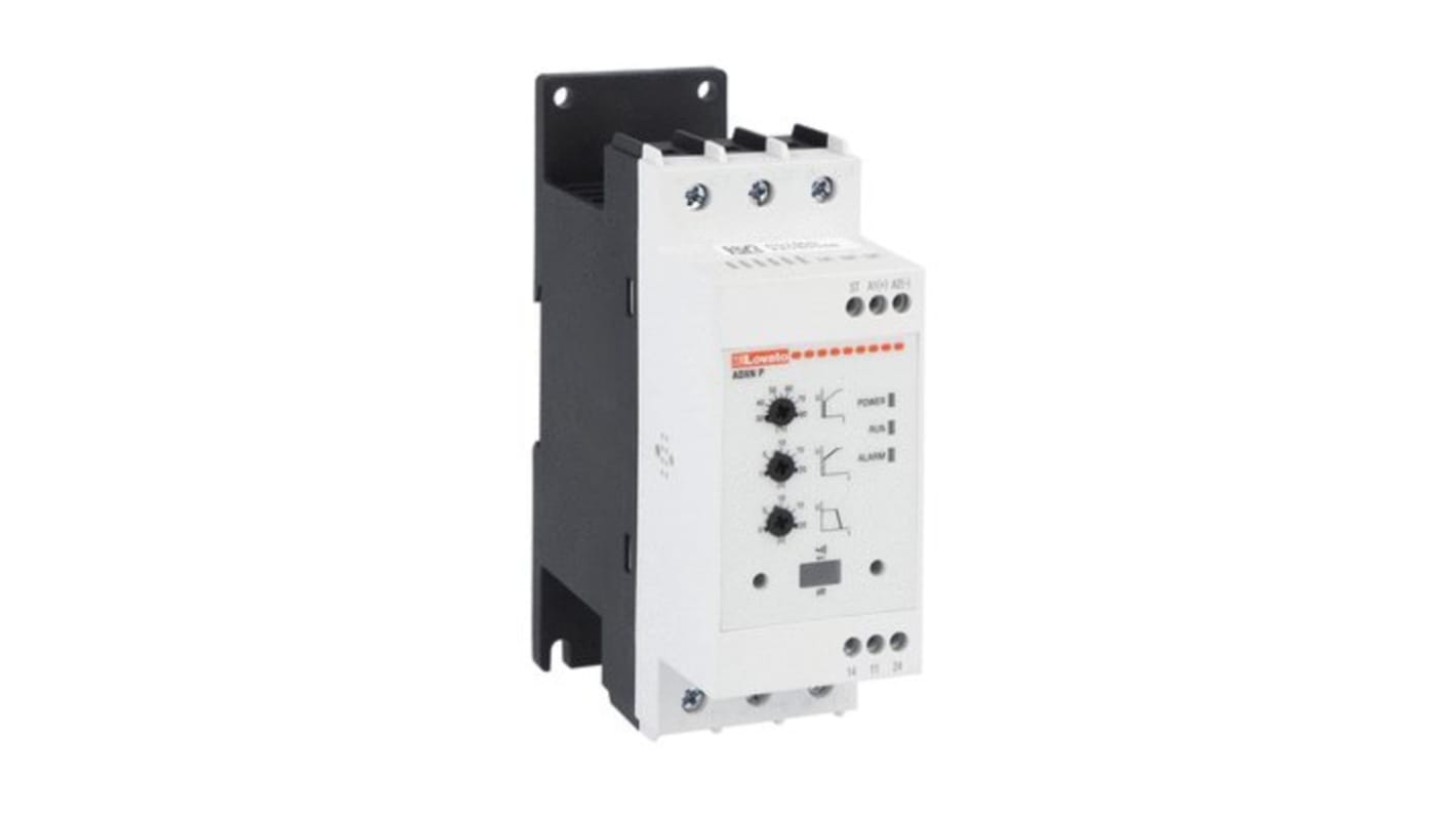Starter per motore 3 fasi Lovato ADXNP01824, potenza 11 kW, tensione 24 V, corrente 18 A, con display e programmazione NFC.