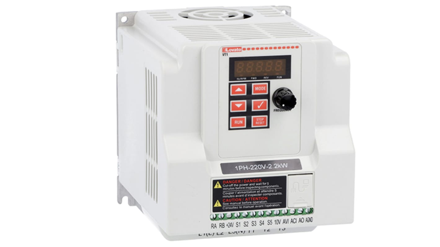 Modulo di comunicazione Lovato VT115A240, monofase, 7,5 A, 200-240 V CA, con porta RS485 e funzioni ModbusRTU e BACnet.