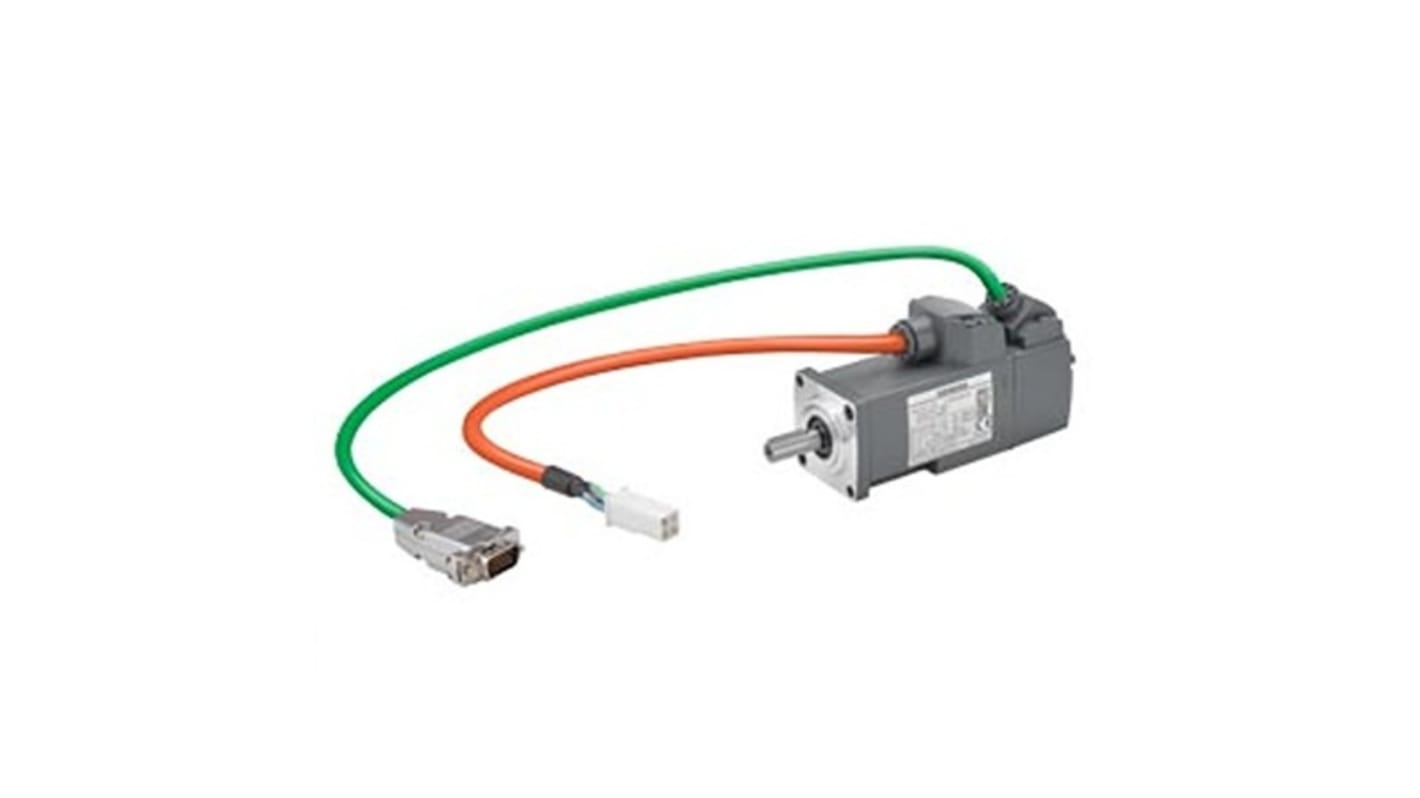 Servomotore sincrono Siemens 1FL6024-2AF21-1LA1, potenza 0,1 kW, montaggio a flangia, tensione 230 V, frequenza 200 Hz.