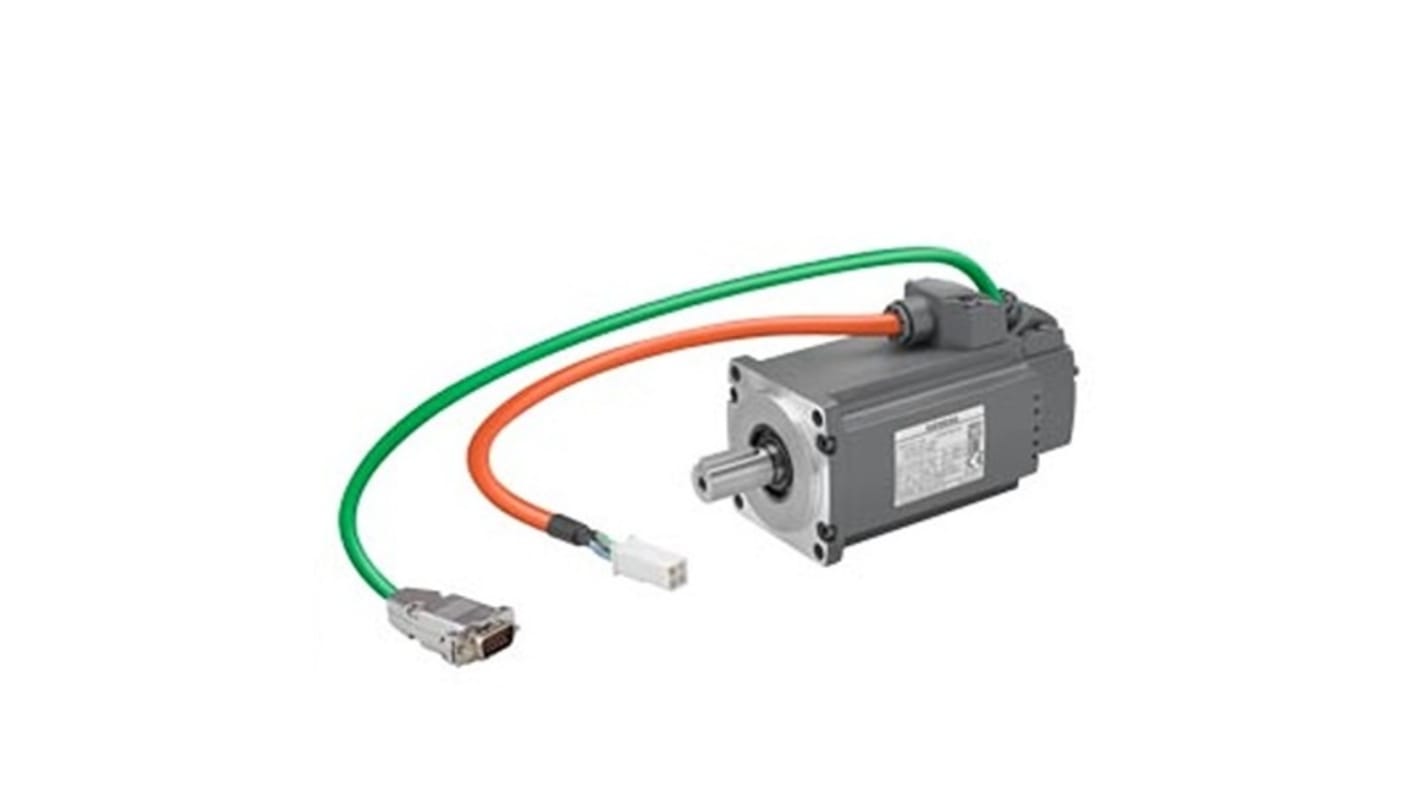 Servomotore sincrono Siemens 1FL6034-2AF21-1LG1, 0,4 kW, 230 V, montaggio a flangia, rotazione oraria, raffreddamento naturale.