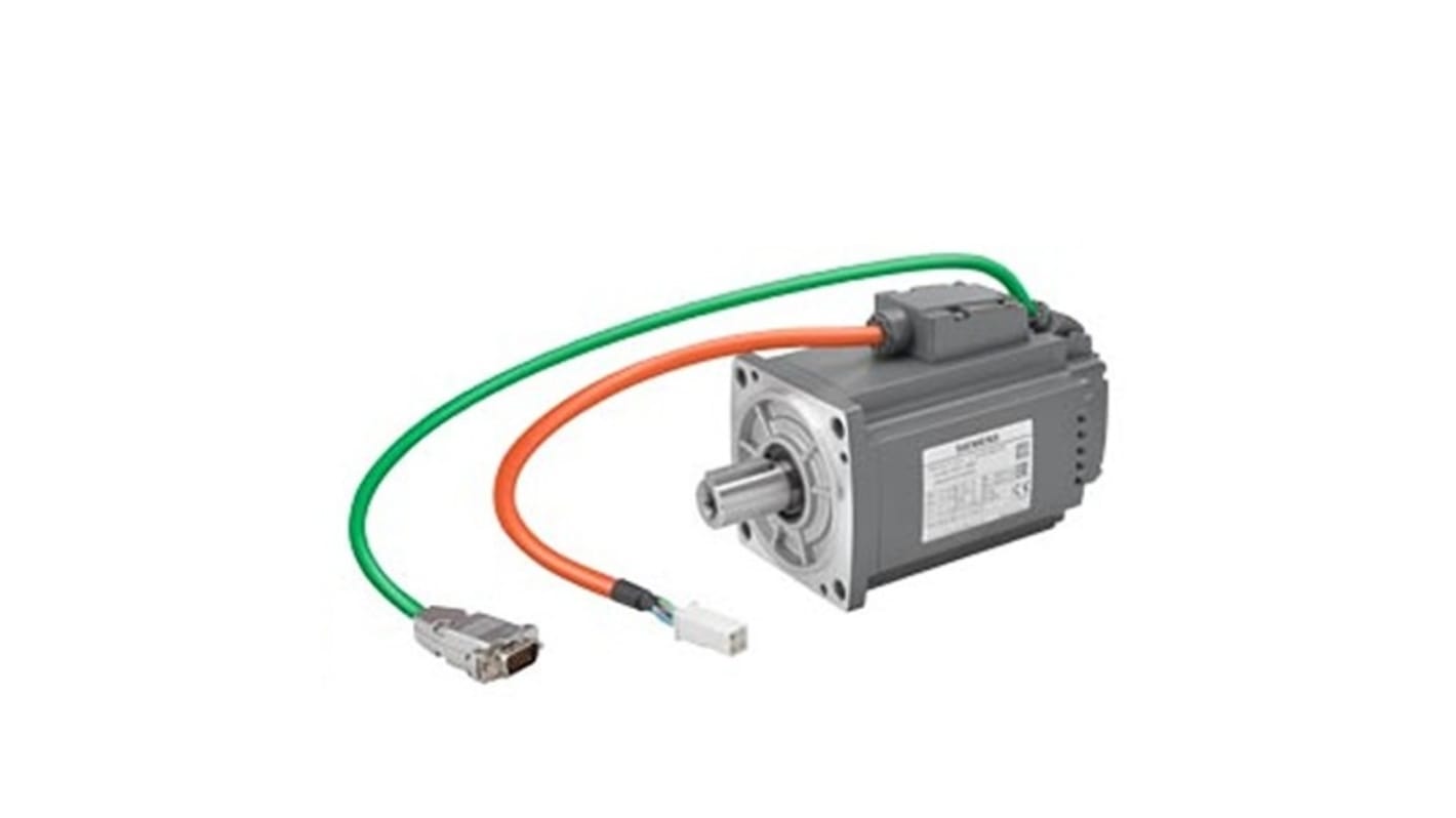 Servomotore sincrono Siemens 1FL6044-2AF21-1LH1, potenza 1 kW, montaggio a flangia, tensione 230 V, rotazione oraria.