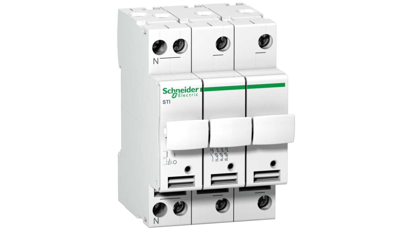 Sezionatore portafusibili Schneider Electric A9N15658, 25A, 3 poli. Prodotto Green Premium per applicazioni industriali e terziarie.