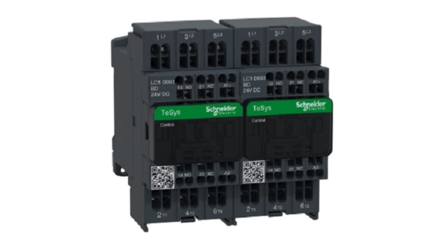 Contattore Schneider Electric LC2D093BDS149, 3 poli 3NO, 9 A, bobina 24 V c.c., tensione contatto 440 V.