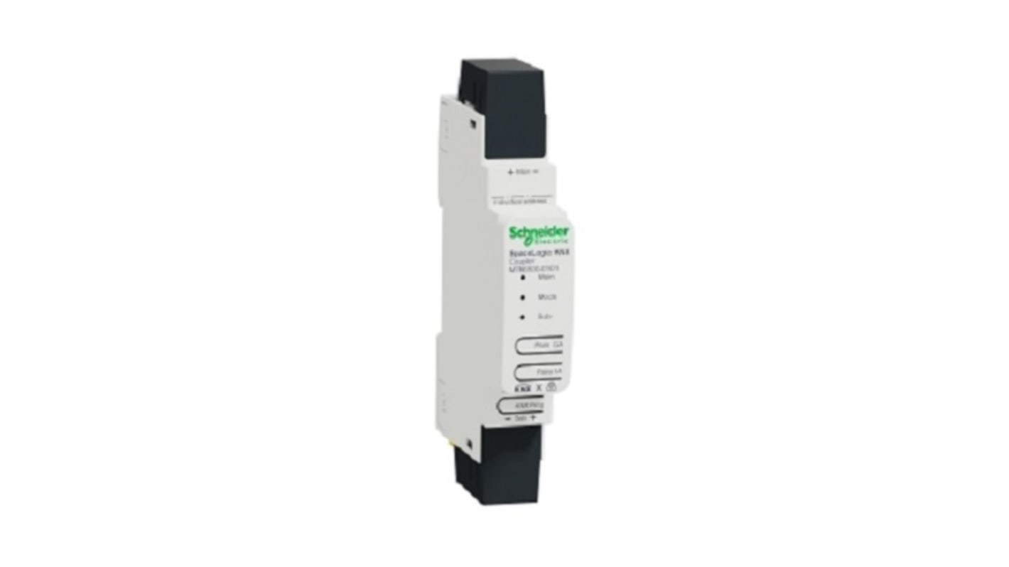 Accoppiatore Schneider Electric MTN6500-0101 per guida DIN Spacelogic KNX, supporta KNX Security e isolamento elettrico.