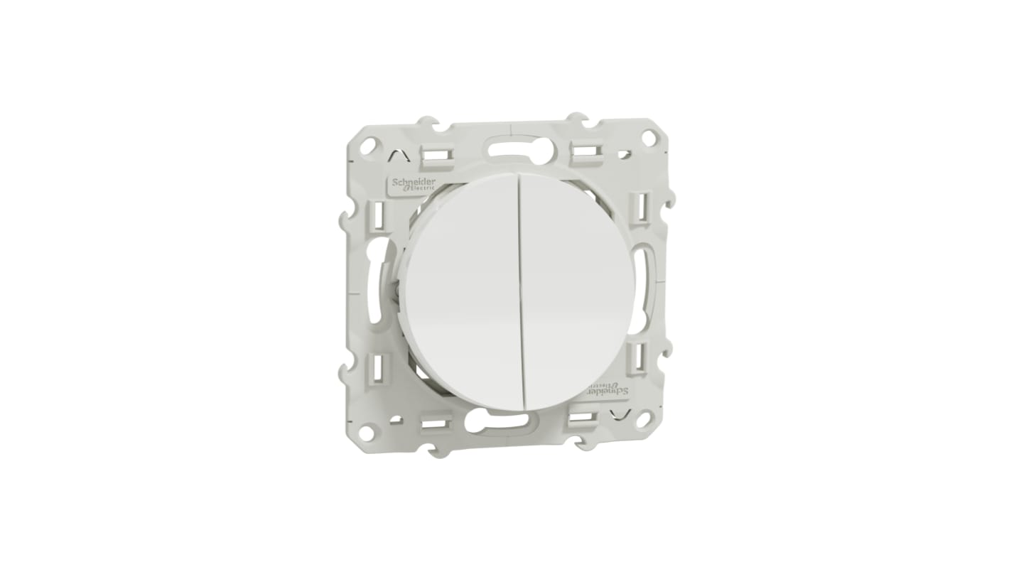 Interruttore a pulsante Schneider Electric S520285, 2 fasi, montaggio a pannello, colore bianco, tensione 250V, protezione IP20.