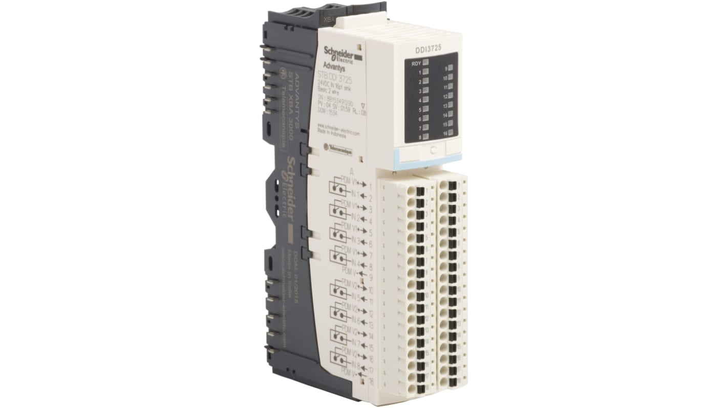 Modulo di ingresso digitale Schneider Electric STBDDI3725KC, 16 ingressi discreti, alimentazione 24 V c.c., per automazione industriale.