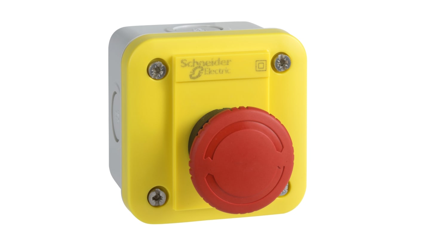 Interruttore di emergenza Schneider Electric XALEK1702, pulsante rosso a fungo, grado di protezione IP54, materiale ABS.