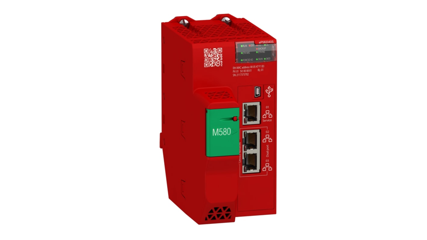 Modulo di sicurezza Schneider Electric BMEP582040S, 16 ingressi/uscite, alimentazione 24 V c.c., per rack, resistente a polvere e gas.