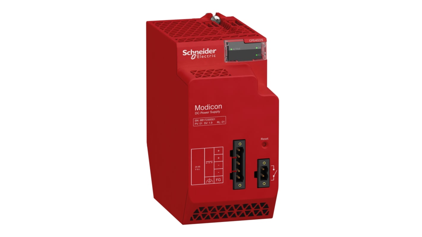 Modulo di sicurezza Schneider Electric BMXCPS4022S, 48 V CC, con diagnostica avanzata e installazione in rack.