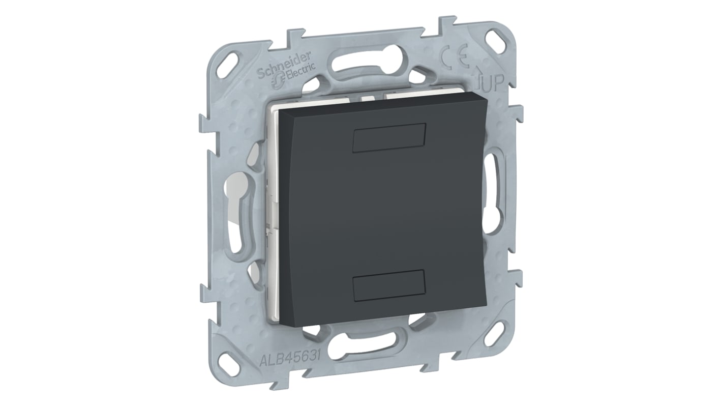 Pulsante montaggio a pannello Schneider Electric NU553054, nero, illuminato LED blu, grado di protezione IP20.