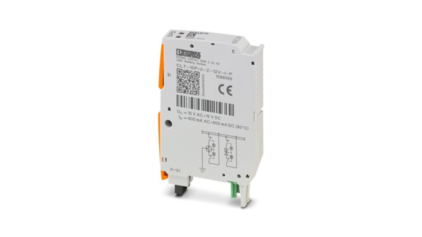 Phoenix Contact, protezione da sovracorrente CLIXTRAB CLT per guida DIN, tensione nominale 35V, con indicatore di stato integrato.