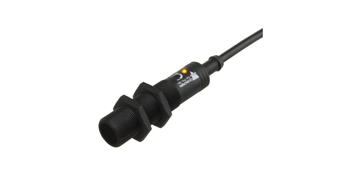 Sensore di prossimità cilindrico PNP Carlo Gavazzi CA18HLF08PA, M18 x 1, rilevamento a 8 mm, IP67, cavo 2 m.