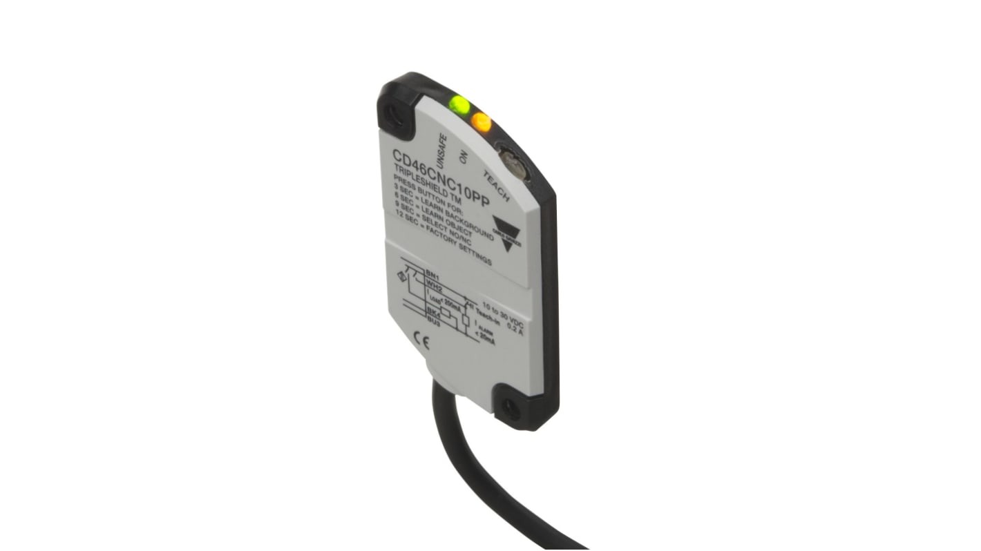 Carlo Gavazzi CD46CNC10PP, sensore di prossimità capacitivo Flat PNP, montaggio frontale, distanza di rilevamento 10 mm, grado di protezione IP68.