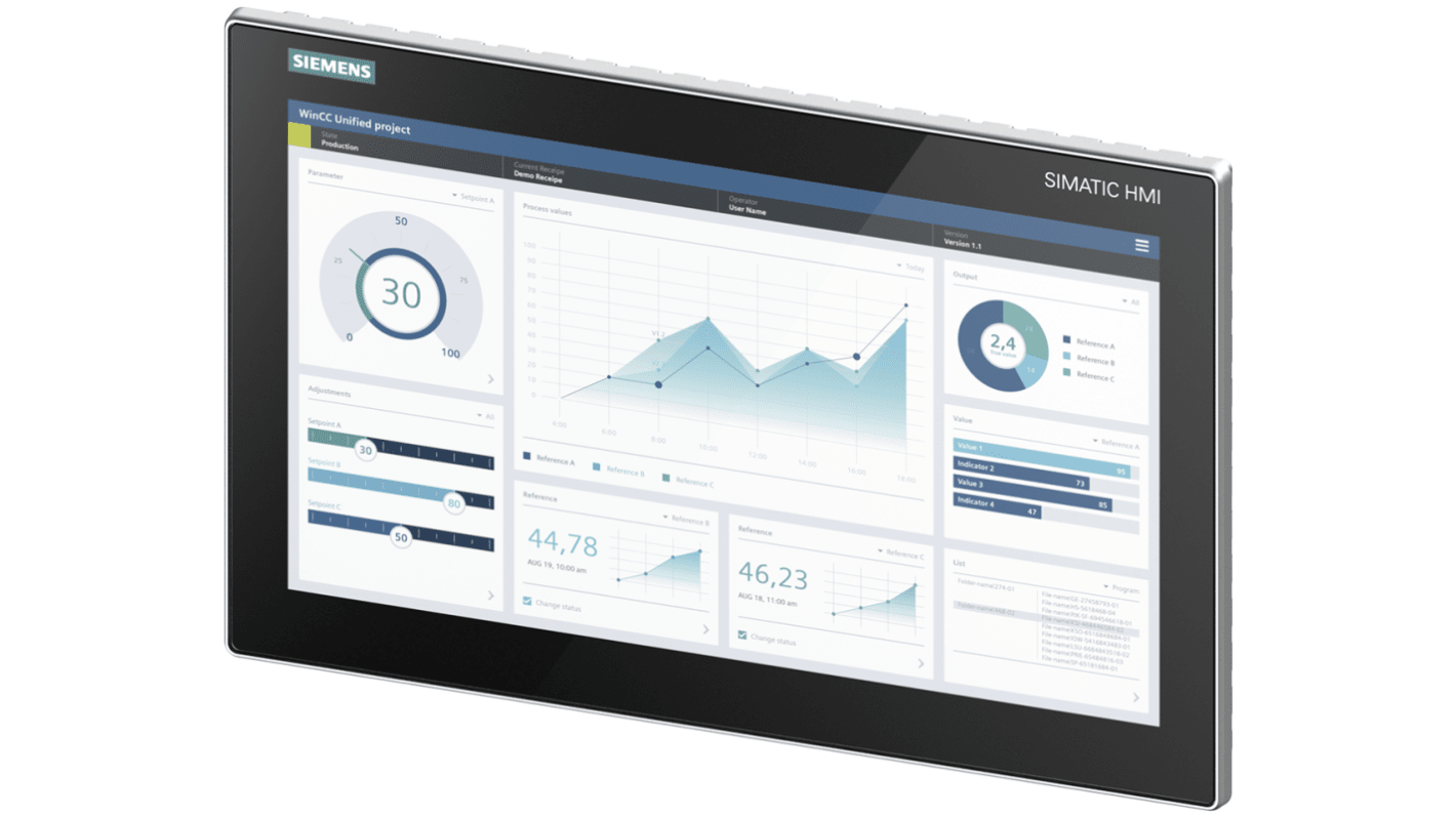 Pannello HMI Siemens 6AV2128-3QB06-0AX1 con display TFT da 15,6" widescreen per interfaccia PROFINET. Software open-source incluso.