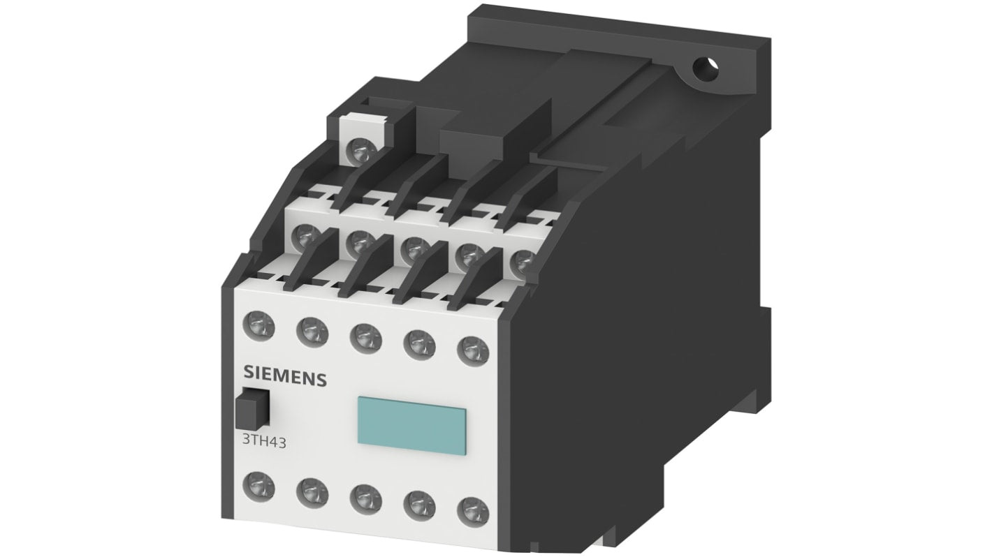 Relè contattore Siemens 3TH4355-0LB4, 5NO/5NC, 10 A, 24 V c.c., montaggio su guida DIN 35 mm, conforme a DIN EN 50022.