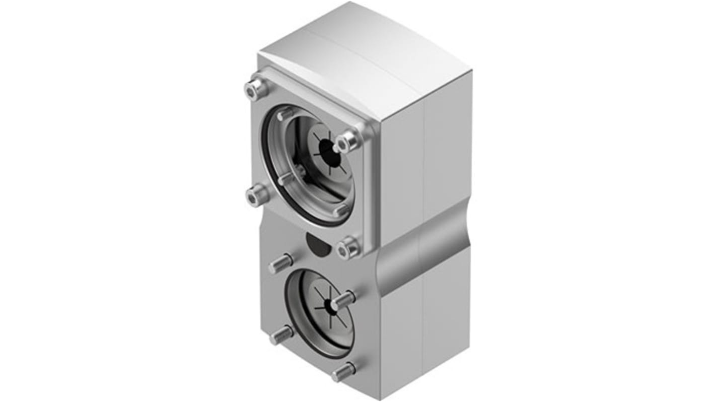 Kit di montaggio Festo EAMM-U-110-D60-80G-120-S1 per azionamenti elettromeccanici, grado di protezione IP65, umidità 0-95%.