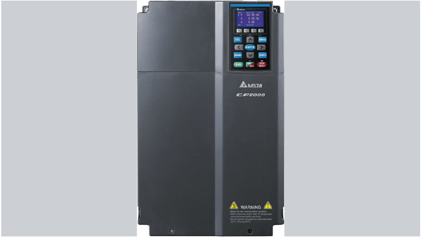 Avviatore a velocità variabile Delta Electronics VFD220CP4EA21, potenza 22 kW, tensione 460 V, grado di protezione IP55.