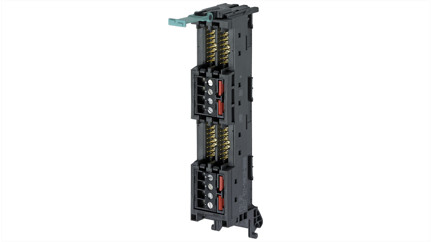 Connettore anteriore Siemens 6ES7921-5AB20-0AA0 per moduli I/O digitali, 32 IO, IDC 4x16 poli, alimentazione 24 V.