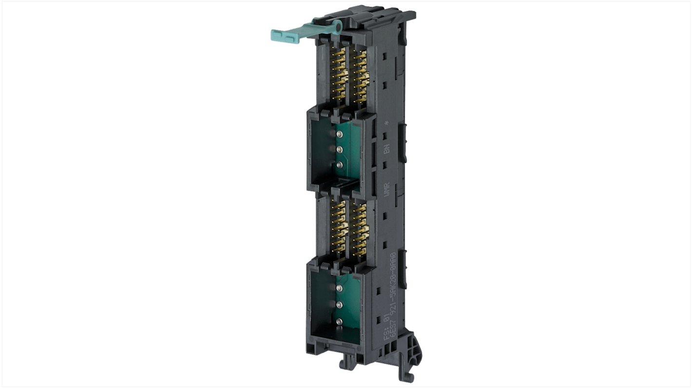 Connettore anteriore Siemens 6ES7921-5AK20-0AA0 per moduli I/O analogici, IDC 4x16 poli, tensione 24 V, compatibile con SIMATIC.