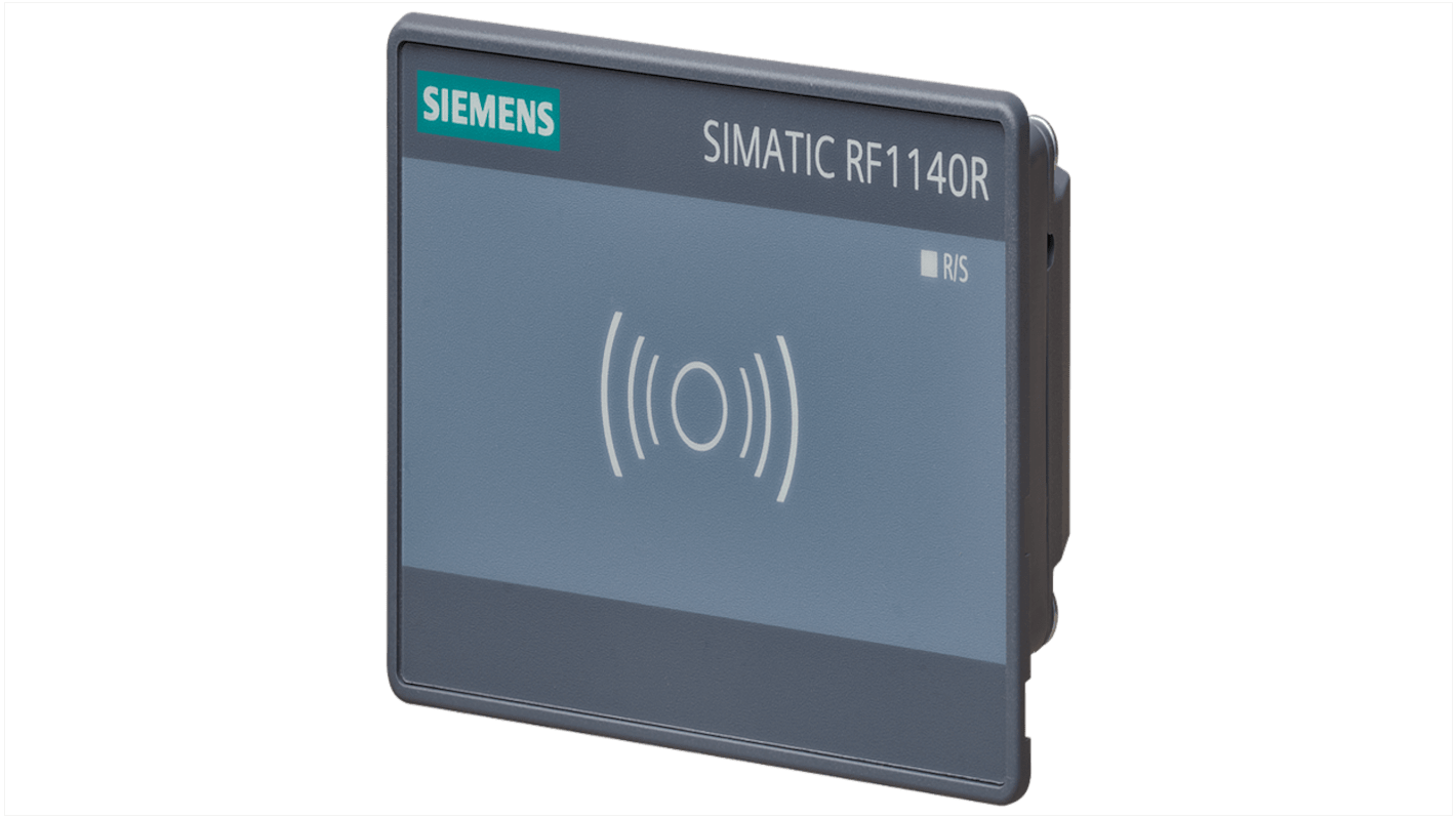 Lettore RFID fisso Siemens 6GT2831-6CB00, alimentazione 24 V, lettura a 30 mm, connessione PoE/RJ45.