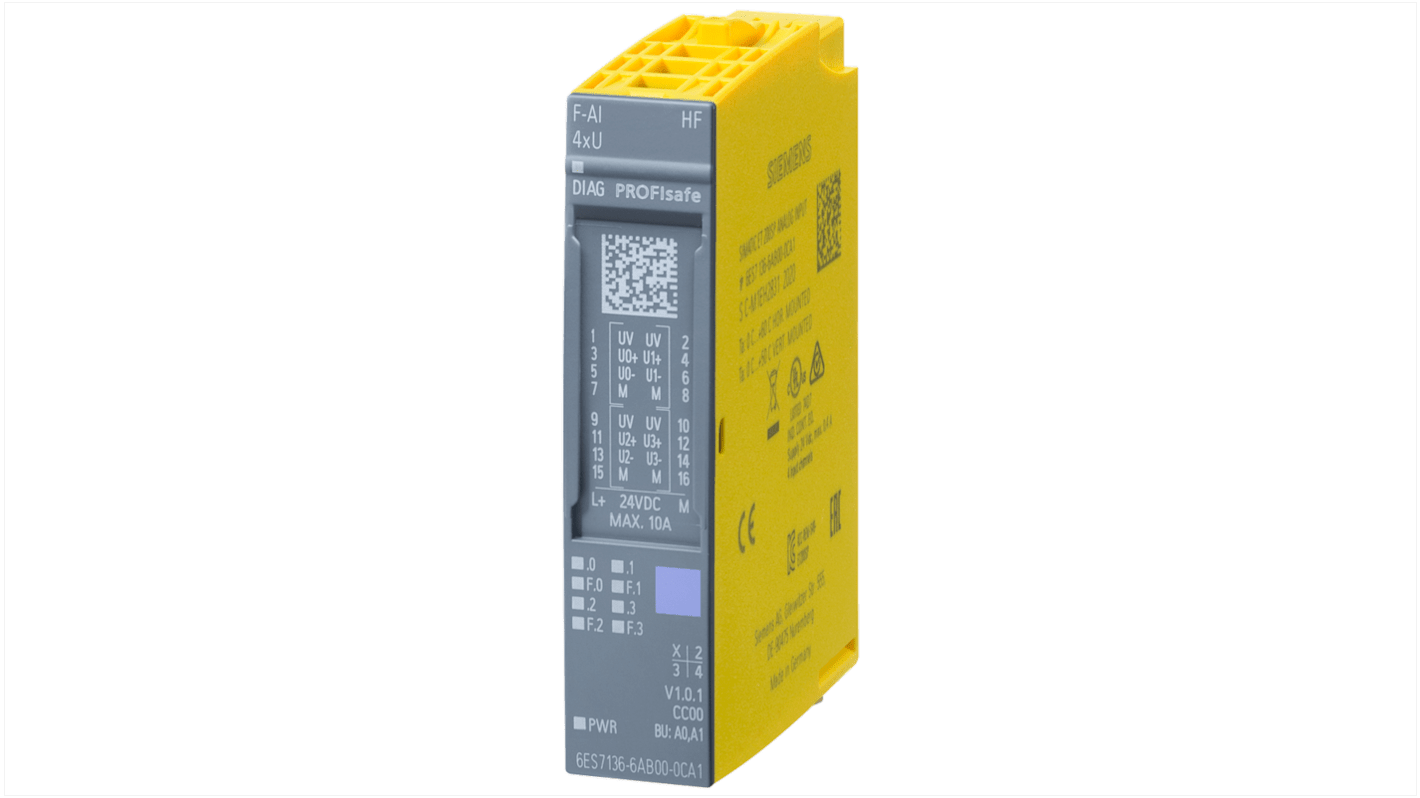 Modulo di ingresso Siemens 6AG2136-6AB00-1CA1 per SIMATIC ET 200SP, tensione 0-10 V, temperatura -30/+60 °C.