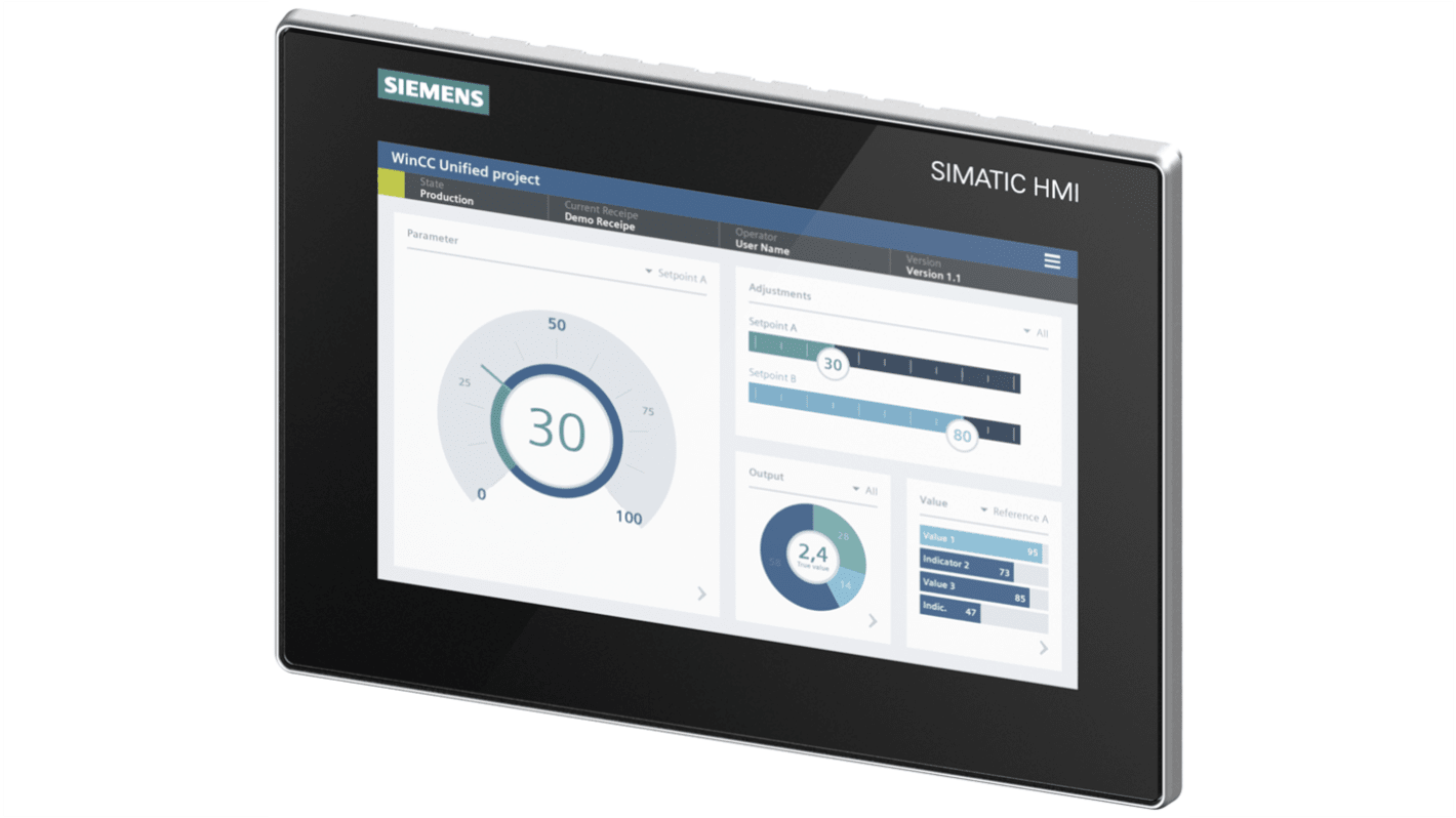 Pannello HMI Siemens 6AV2128-3KB06-0AX1 MTP1000 da 10.1" TFT con interfaccia PROFINET. Ideale per applicazioni industriali.