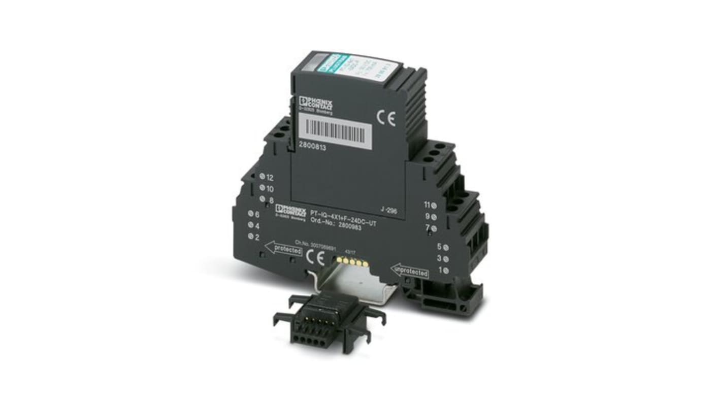 Phoenix Contact, protezione da sovracorrente per guida DIN, 0.7A, 950V, con indicatore LED e monitoraggio stato.