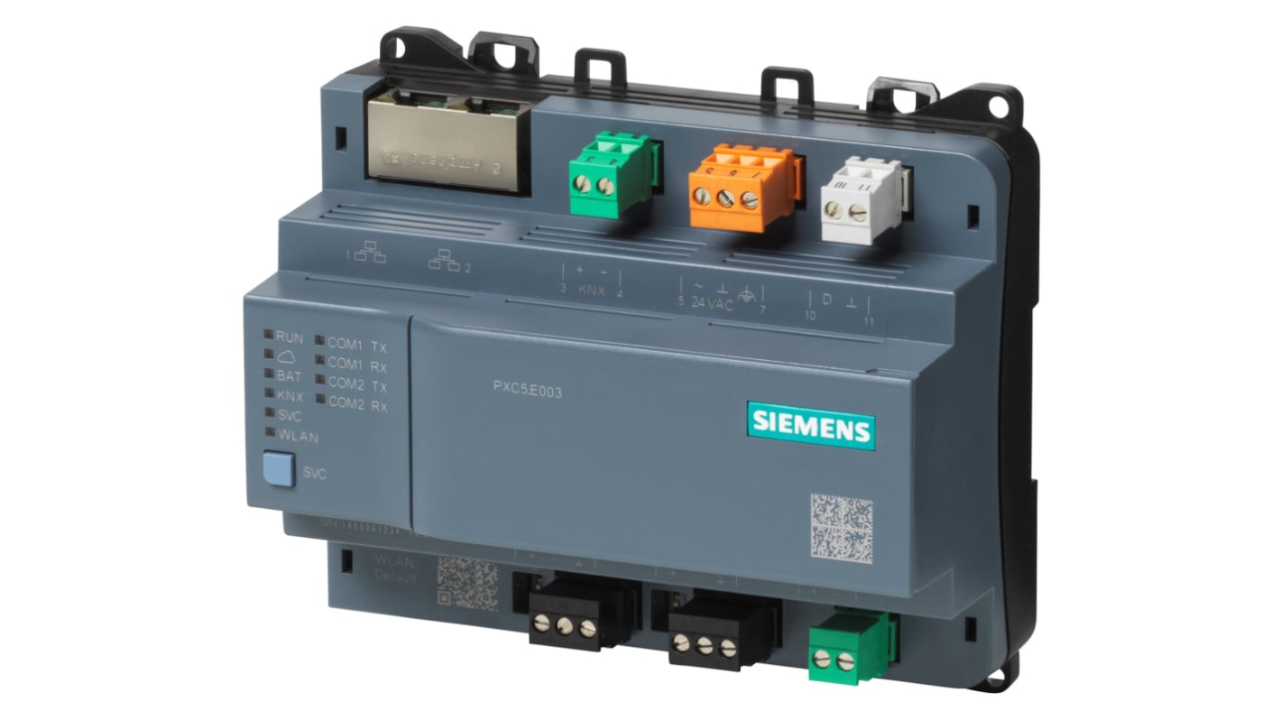 Controller Siemens S55375-C103 per integrazione BACnet, Modbus e KNX, montaggio su guida o parete, alimentazione 24 V ac.