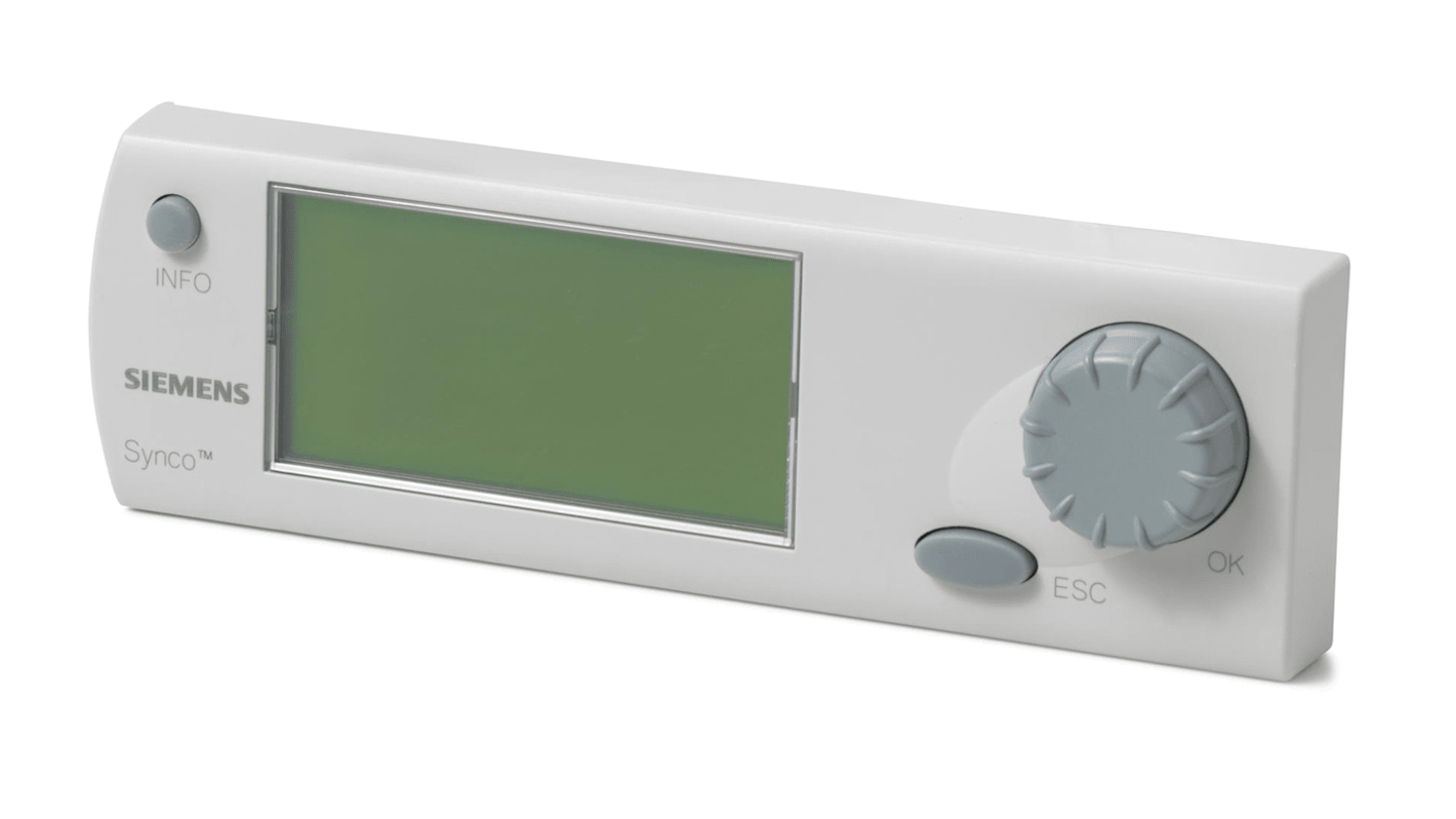 Siemens BPZ:RMZ790, kit di montaggio su guida DIN per controllori Synco 700, dimensioni 145 x 44 x 23 mm, display LCD per visualizzazione menu.