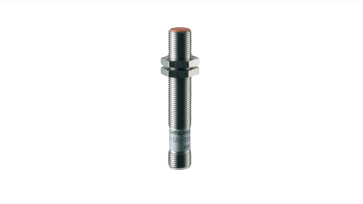 Sensore di prossimità induttivo cilindrico Schmersal IFL 2-12L-01STN, design M12, uscita NPN, gamma di rilevamento 2 mm, IP67.