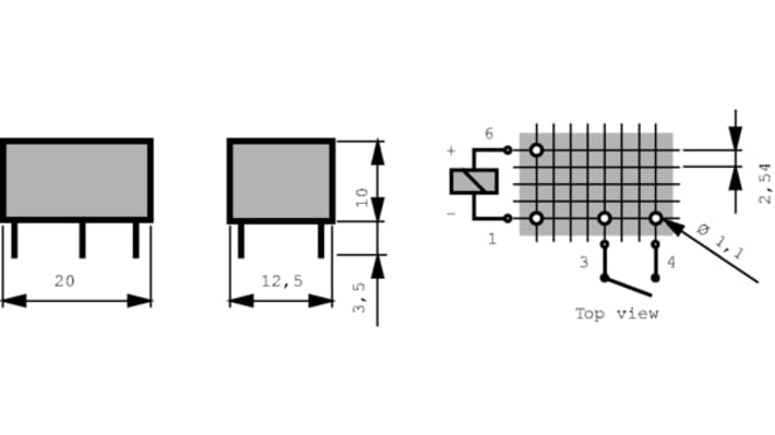 Relè di potenza Panasonic DK1A-24V-F, SPST, 10A, montaggio su circuito stampato, bobina 24V cc, struttura sigillata.