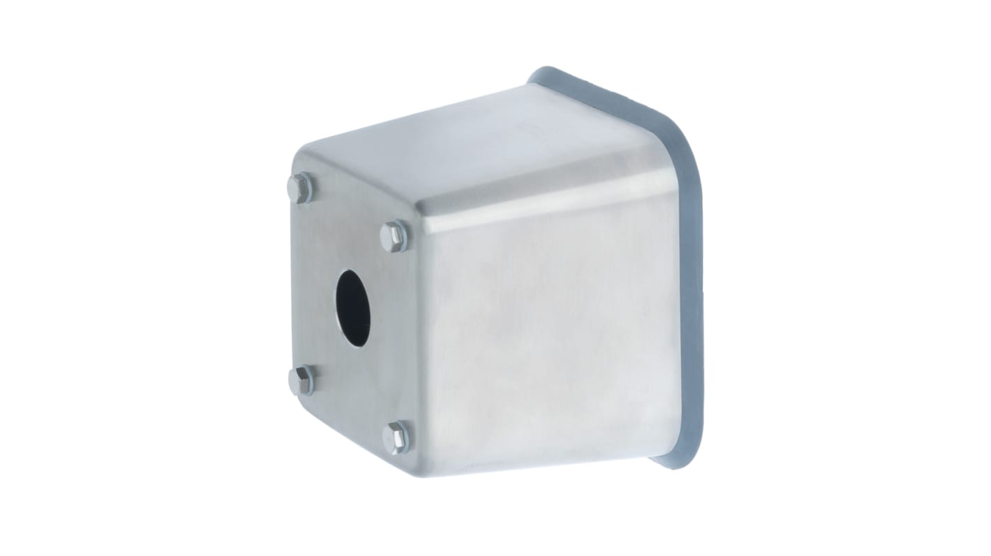 Contenitore Schmersal EX-EBG311.O in V4A, grigio chiaro, con foro di montaggio da 22,3 mm, certificato TUV e IEC Ex.