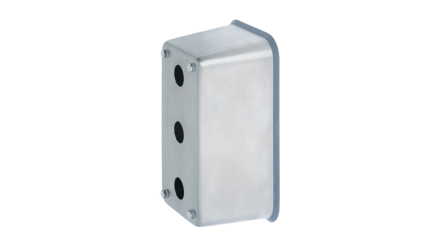 Contenitore Schmersal EX-EBG633.O in V4A, grigio chiaro, con 3 fori di montaggio da 22,3 mm, certificato TUV e IEC Ex.