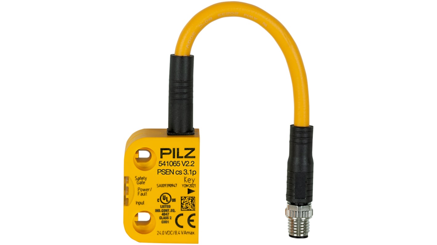 Interruttore di sicurezza Pilz PSEN cs3.1p, senza contatto, 24V cc, montaggio ad incasso, dimensioni 15mm x 37mm, protezione IP67.
