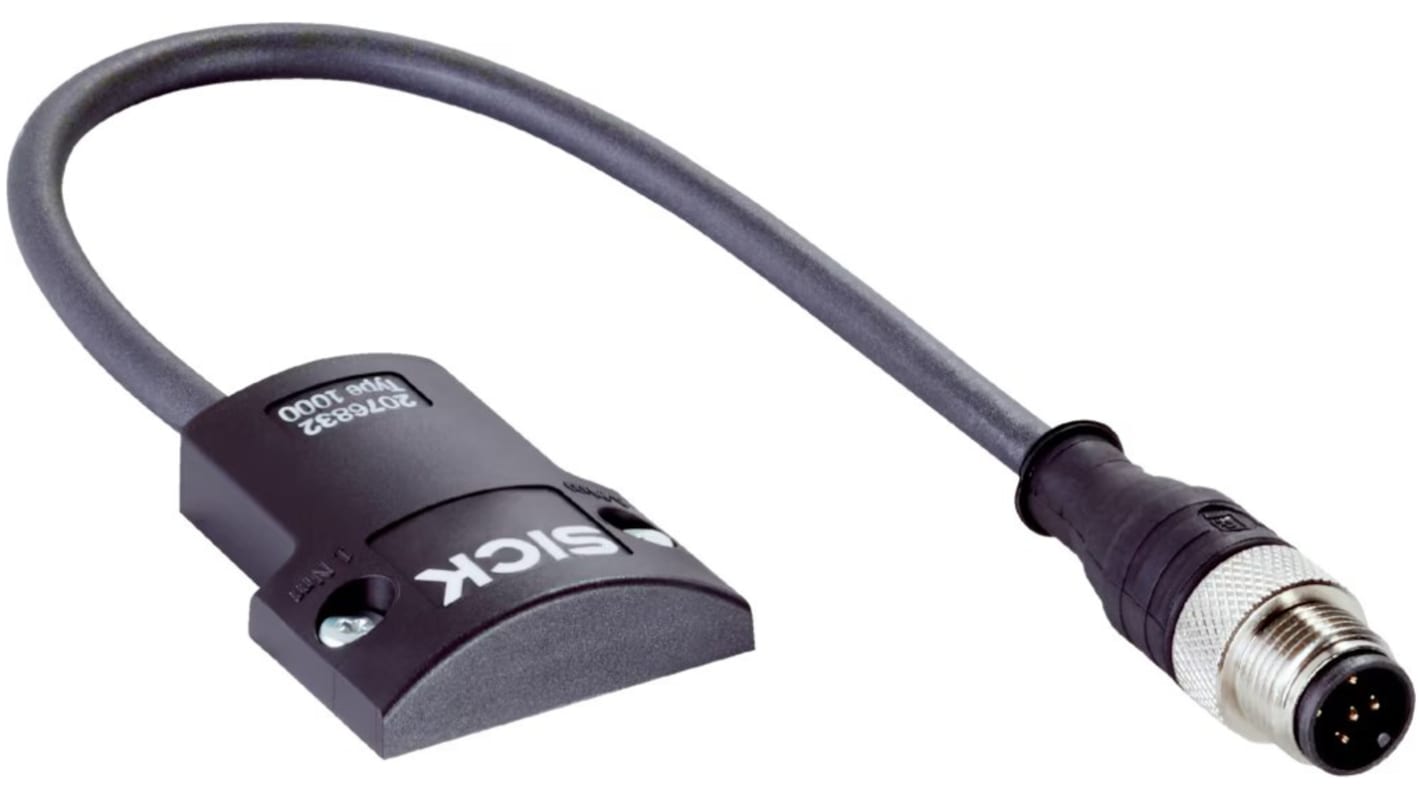 Sensore Sick 1000, barriera fotoelettrica deTec 200mm, con connettore M12, diagnostica NFC, adatta per ambienti difficili.