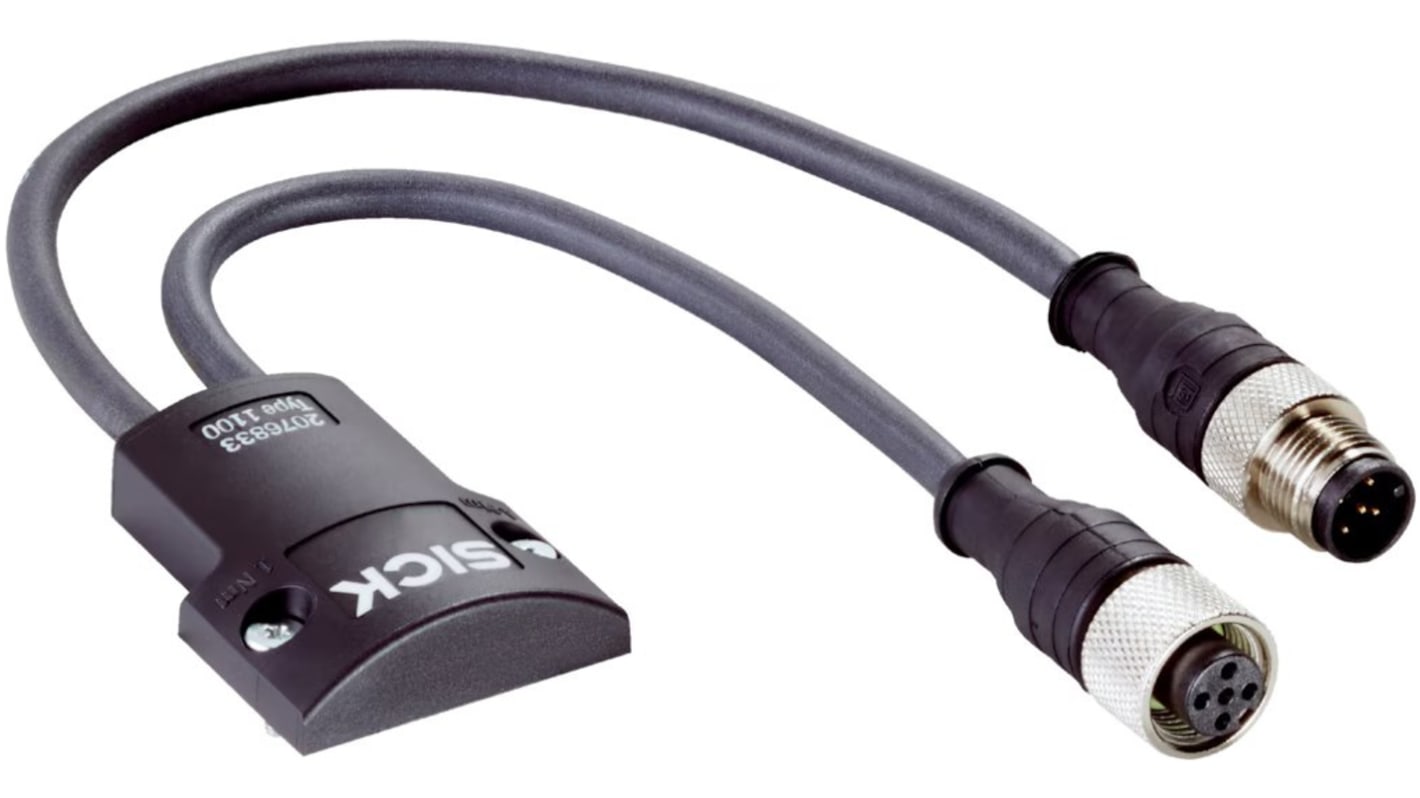 Sensore Sick 1100 per tende leggere, barriera fotoelettrica con diagnostica NFC, montaggio su cavo, operante da -30 a +55 °C.