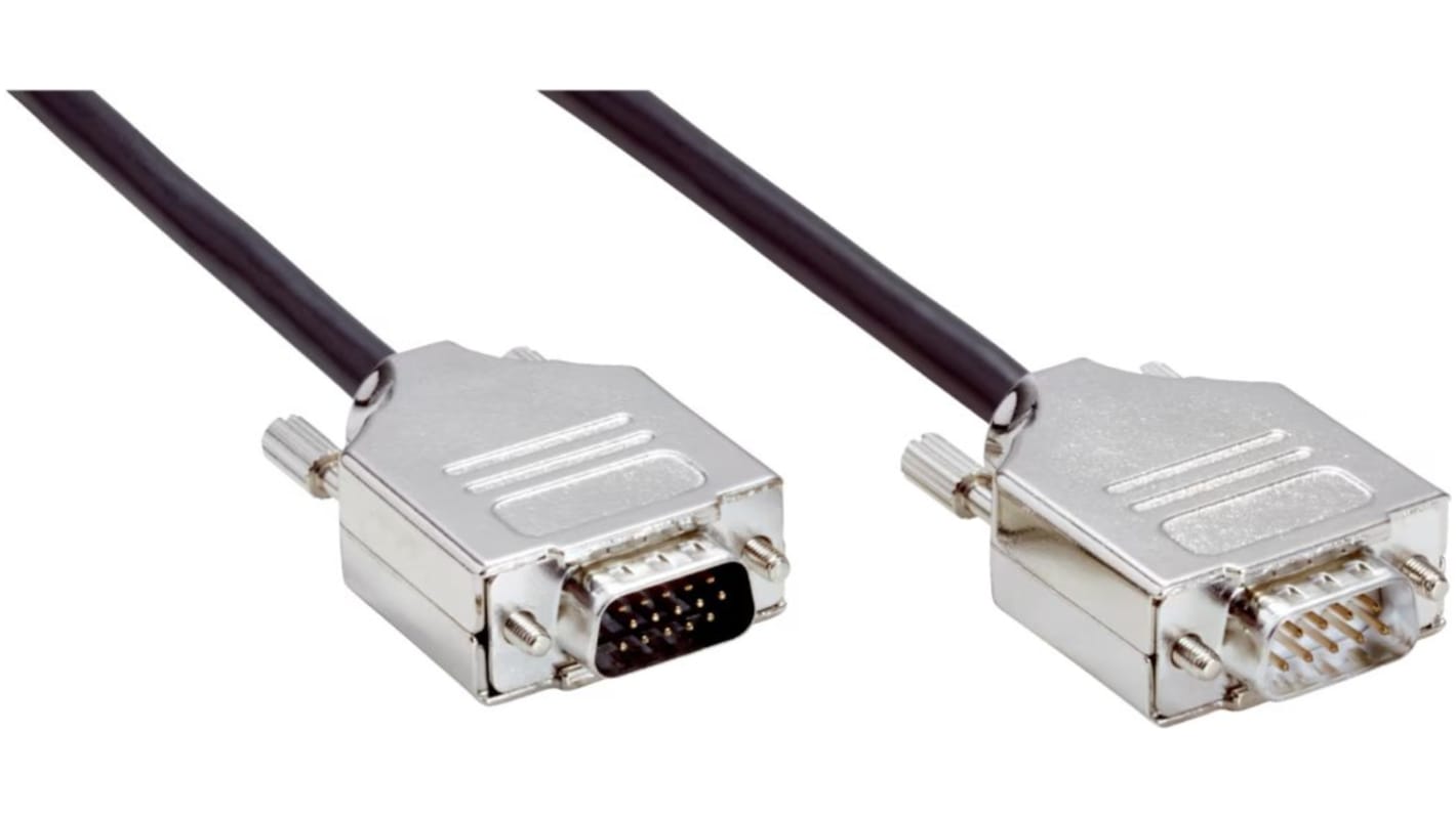 Cavo e connettore Sick 2067800 per sensori, lunghezza 2 metri, connettore D-Sub-HD a 15 pin e D-Sub a 9 pin, montaggio su cavo.