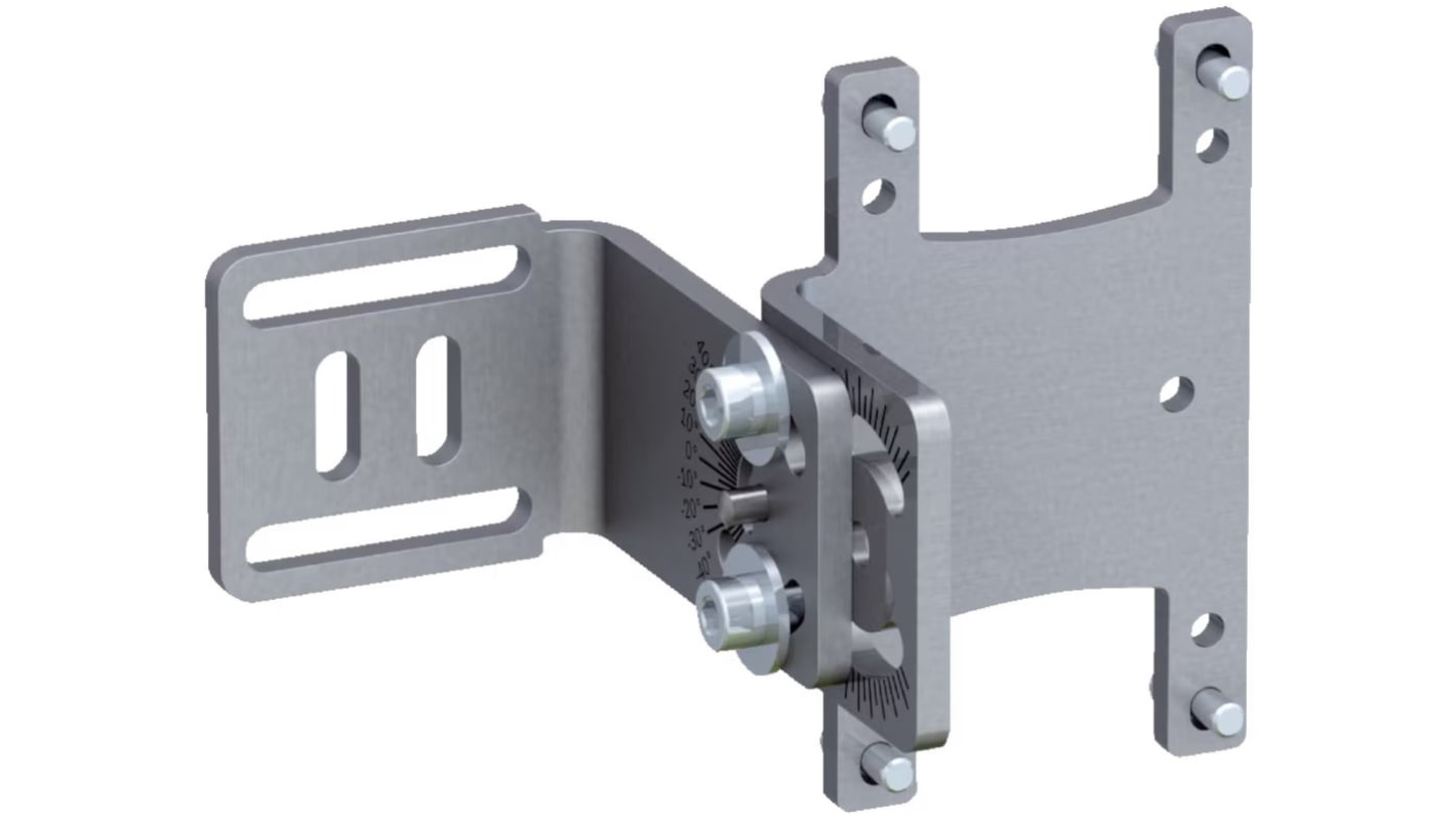 Staffa e piastra di montaggio Sick 2076735 per sensori, con angolo regolabile e montaggio a pannello.